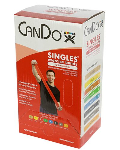 Ремінець CanDo Low Powder Exercise Band – в коробці,  довжиною    9,3 м - червоний - light