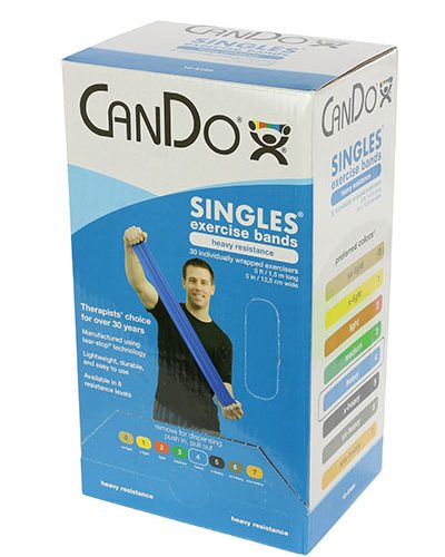 Ремінець CanDo Low Powder Exercise Band -  в коробці, довжиною     9,3 м - синій – heavy
