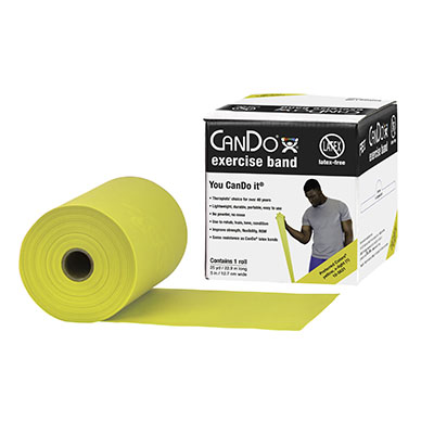 Тренажерний ремінець CanDo Latex Free Exercise Band - рулон 22,9 м - жовтий - x-light