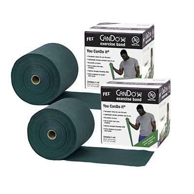 Ремінець без латексу CanDo Latex Free Exercise Band - 91,4 м            (2 рулони по 45,7 м) - зелений -medium