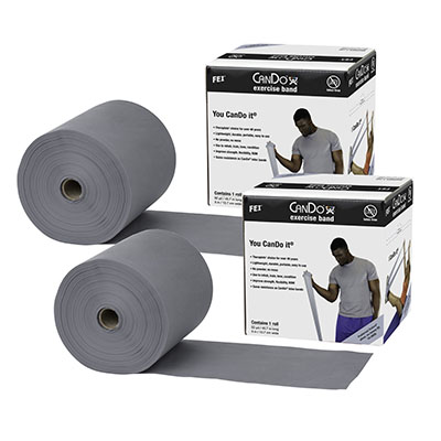 Ремінець без латексу CanDo Latex Free Exercise Band - 91,4 м            (2 рулони по 45,7 м) - срібний - xx-heavy