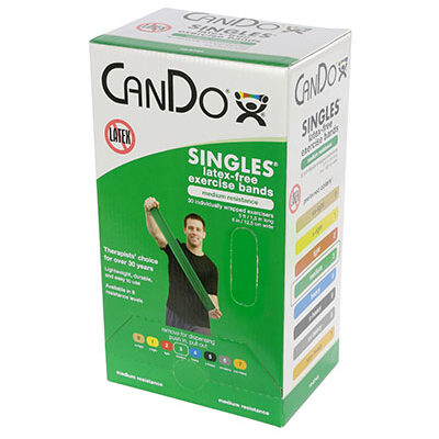 Ремінець без латексу CanDo Latex Free Exercise Band - коробка 9,3 м - зелений - medium