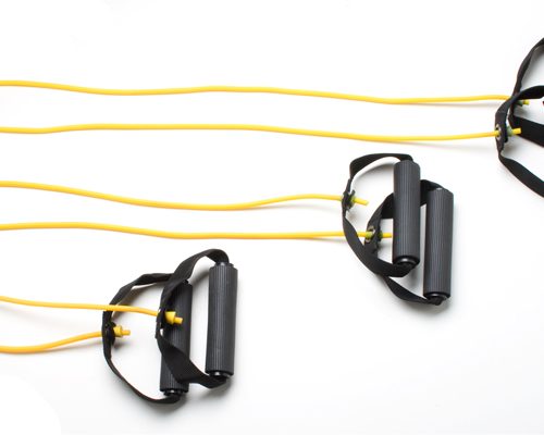 Тренажер CanDo Tubing with Handles Exerciser - набір для всього тіла з 3 предметів (45,5 см, 91 см, 122 см), жовтий, x-light