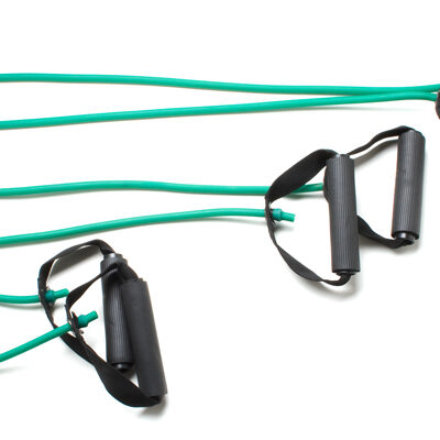 Тренажер CanDo Tubing with Handles Exerciser - набір для всього тіла з 3 предметів (45,5 см, 91 см, 122 см), зелений, medium