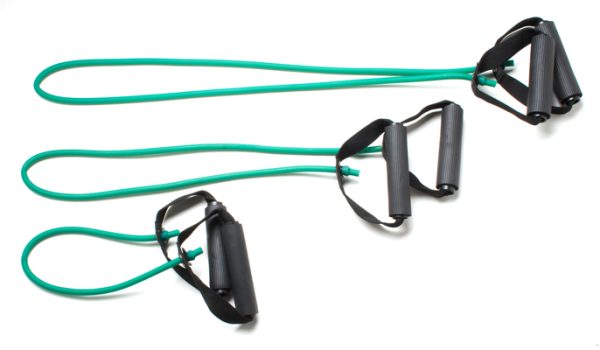 Тренажер CanDo Tubing with Handles Exerciser - набір для всього тіла з 3 предметів (45,5 см, 91 см, 122 см), зелений, medium