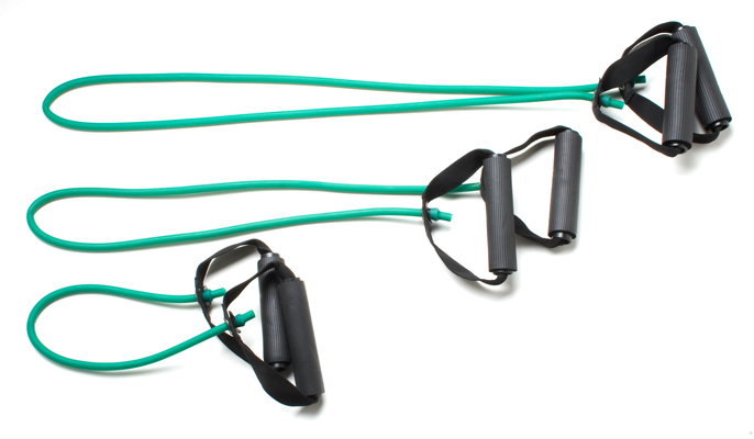 Тренажер CanDo Tubing with Handles Exerciser - набір для всього тіла з 3 предметів (45,5 см, 91 см, 122 см), зелений, medium