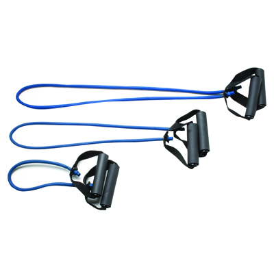 Тренажер CanDo Tubing with Handles Exerciser - набір для всього тіла з 3 предметів (45,5 см, 91 см, 122 см), синій, heavy