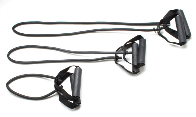 Тренажер CanDo Tubing with Handles Exerciser - набір для всього тіла з 3 предметів (45,5 см, 91 см, 122 см), чорний, x-heavy