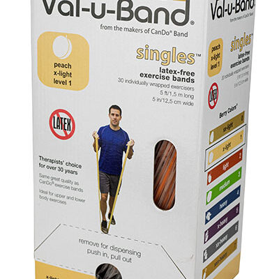 Еспандер для реабілітації Val-u-Band, попередньо вирізаний, 1,5 м, персик, рівень 1/7, коробка 30 штук, без латексу