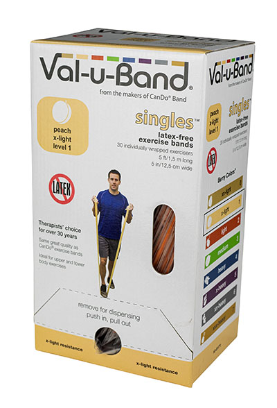 Стрічки опору Val-u-Band, попередньо вирізана стрічка, 1,5 м, персик, рівень 1/7, коробка 30 штук, без латексу