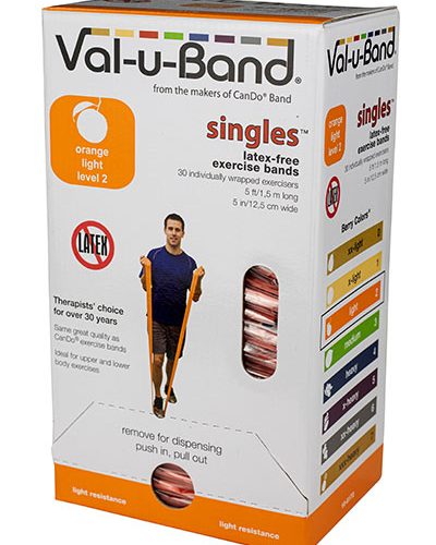 Стрічки опору Val-u-Band, попередньо вирізана стрічка, 1,5 м, помаранч, рівень 2/7, коробка 30 штук, без латексу
