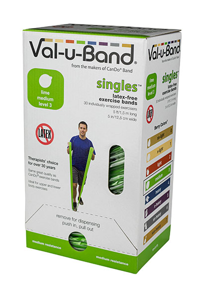 Стрічки опору Val-u-Band, попередньо вирізана стрічка, 1,5 м, лайм, рівень 3/7, коробка 30 штук, без латексу