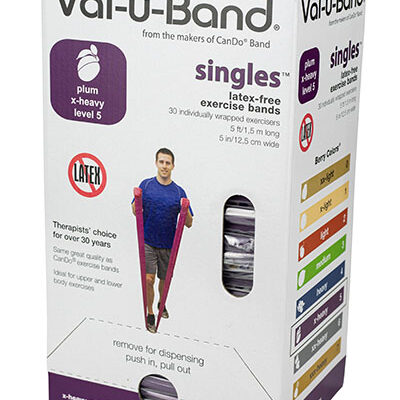 Еспандер для реабілітації Val-u-Band, попередньо вирізаний, 1,5 м, слива, рівень 5/7, коробка 30 штук, без латексу