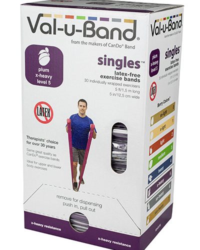 Стрічки опору Val-u-Band, попередньо вирізана стрічка, 1,5 м, слива, рівень 5/7, коробка 30 штук, без латексу