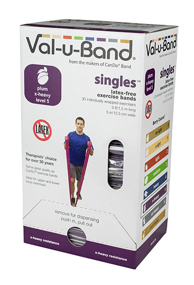 Стрічки опору Val-u-Band, попередньо вирізана стрічка, 1,5 м, слива, рівень 5/7, коробка 30 штук, без латексу