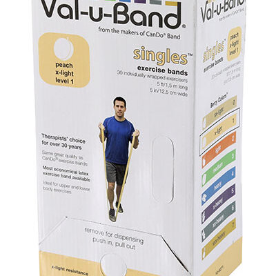 Еспандер для реабілітації Val-u-Band, попередньо вирізаний, 1,5 м, персик, рівень 1/7, коробка 30 штук, містить латекс