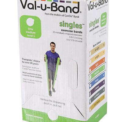 Еспандер для реабілітації Val-u-Band , попередньо вирізаний, 1,5 м, лайм, рівень 3/7, коробка 30 штук, містить латекс