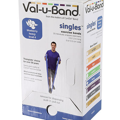 Еспандер для реабілітації Val-u-Band , попередньо вирізаний, 1,5 м, чорниця, рівень 4/7, коробка 30 штук, містить латекс