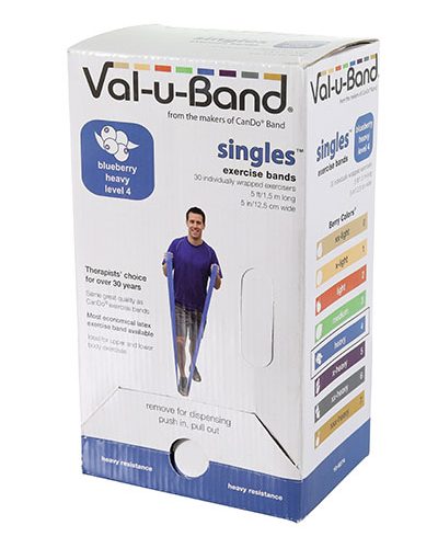 Стрічки опору Val-u-Band, попередньо вирізана стрічка, 1,5 м, чорниця, рівень 4/7, коробка 30 штук, містить латекс
