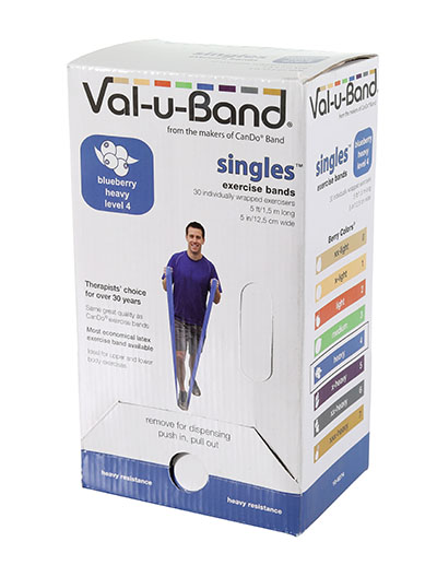 Стрічки опору Val-u-Band, попередньо вирізана стрічка, 1,5 м, чорниця, рівень 4/7, коробка 30 штук, містить латекс