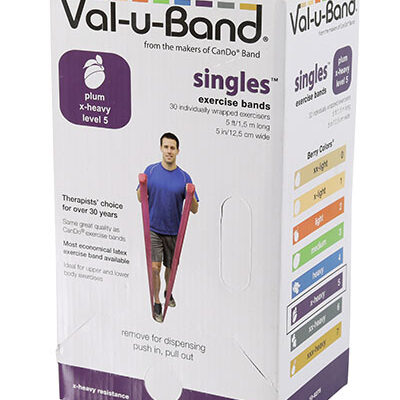 Еспандер для реабілітації Val-u-Band, попередньо вирізаний, 1,5 м, слива, рівень 5/7, 1,5 м 30 шт., містить латекс