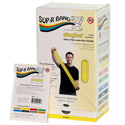Еспандер Sup-R Band, без латексу, 1,5 м, одинарні, диспенсер на 30 штук, жовтий- x-light