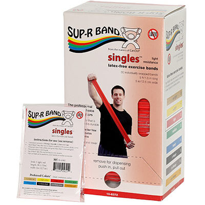 Еспандер Sup-R Band, без латексу, 1,5 м, одинарні, диспенсер на 30 штук, червоний- light