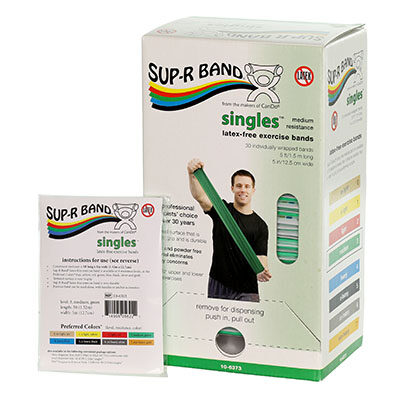Еспандер Sup-R Band, без латексу, 1,5 м, одинарні, диспенсер на 30 штук, - зелений - medium