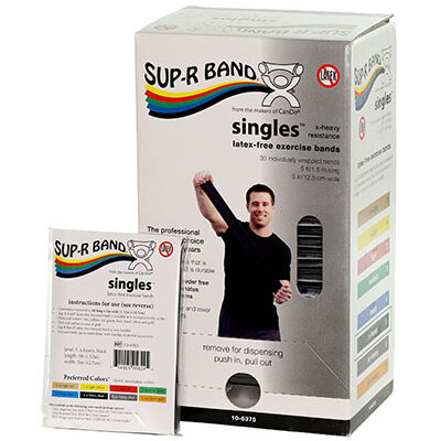 Еспандер Sup-R Band, без латексу, 1,5 м, одинарні, диспенсер на 30 штук, - чорний - х-heavy