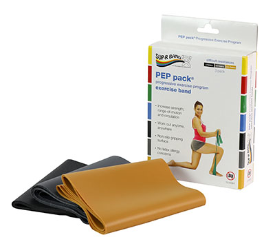 Ремінець Sup-R Band Latex Free Exercise Band - PEP pack, набір із 3 предметів (по 1: чорний, сріблястий, золотий)