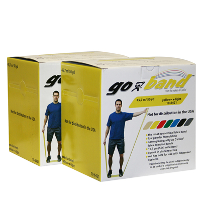 Тренажерний ремінець Go-Band Latex Free Exercise Band - Twin-Pak - 91,4 м (2 рулони по 45,7 м) - жовтий - x-light
