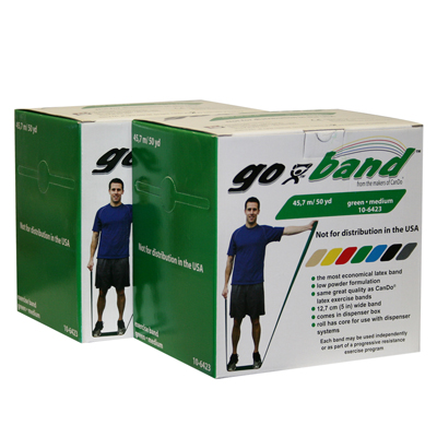 Тренажерний ремінець Go-Band Latex Free Exercise Band - Twin-Pak - 91,4 м (2 рулони по 45,7 м - зелений - medium