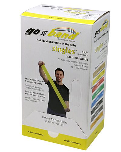 Тренажерний ремінець Go-Band Low Powder Exercise Band - коробка з стрічками 0,75 м, 1,5 м - жовтий - x-light