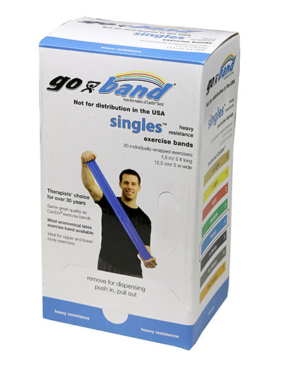 Тренажерний ремінець Go-Band Low Powder Exercise Band - коробка з стрічками 0,75 м, 1,5 м - синій - heavy