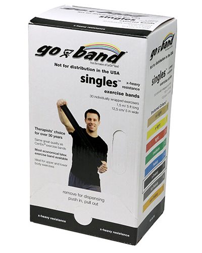 Тренажерний ремінець Go-Band Low Powder Exercise Band - коробка з стрічками 0,75 м, 1,5 м - чорний - x-heavy