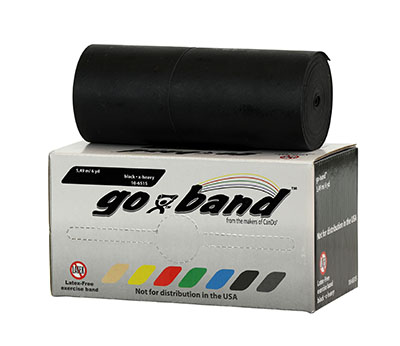 Тренажерний ремінець Go-Band Latex Free Exercise Band - рулон 5,5 м - чорний - x-heavy