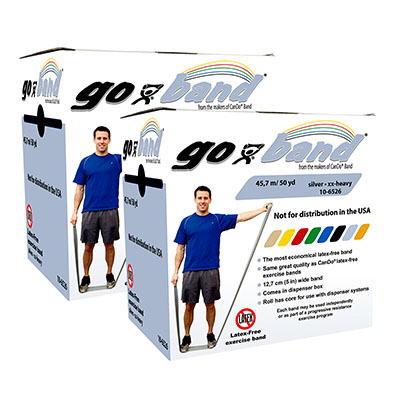 Тренажерний ремінець Go-Band Latex Free Exercise Band - Twin-Pak - 91,4 м (2 рулони по 45,7 м) rolls) - сріблястий - xx-heavy