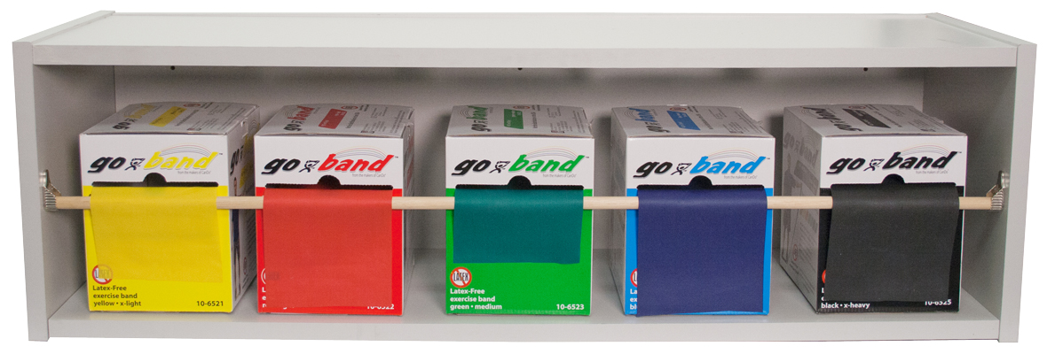 Тренажерний ремінець Go-Band Latex Free - Twin-Pak - 91,4 м - набір з 5 шт. (1 шт.: жовто-чорний) зі стійкою для роздавання ремінця