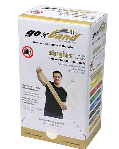 Тренажерний ремінець ь Go-Band Latex Free Exercise Band - коробка з стрічками 30 шт, 1,5 м - світлий - xx-light