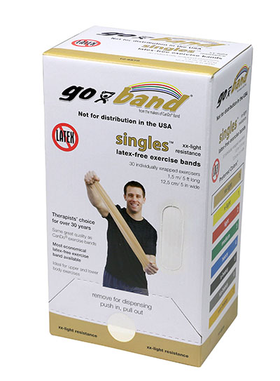 Тренажерний ремінець ь Go-Band Latex Free Exercise Band - коробка з стрічками 30 шт, 1,5 м - світлий - xx-light