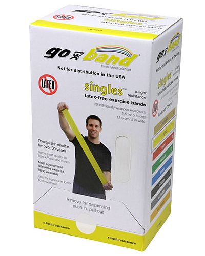 Тренажерний ремінець Go-Band Latex Free Exercise Band - коробка з стрічками 36 шт, 1,5 м - жовтий - x-light