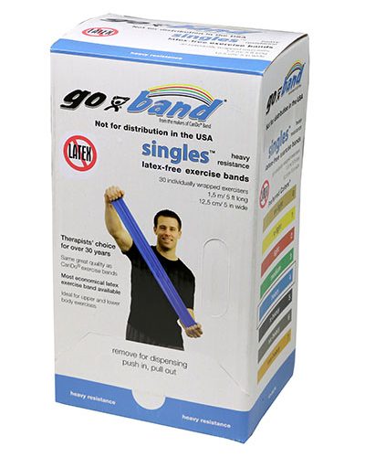 Тренажерний ремінець Go-Band Latex Free Exercise Band - коробка з стрічками 36 шт, 1,5 м - синій Strip – heavy
