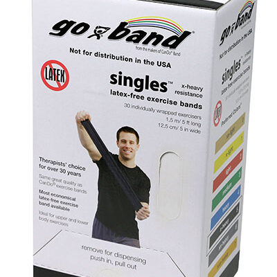 Тренажерний ремінець Go-Band Latex Free Exercise Band - коробка з стрічками 30 шт, 1,5 м - чорний  Strip - x-heavy